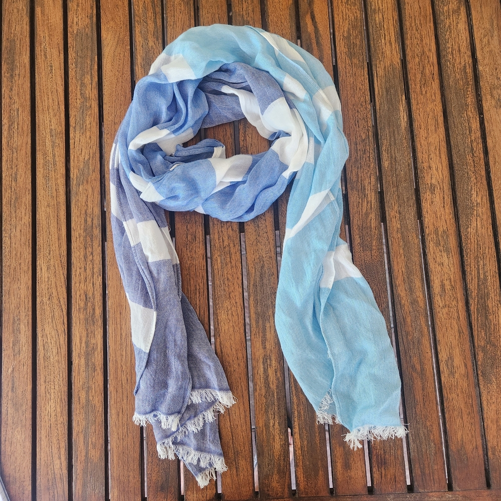 Chico's Blue and White Striped Scarf